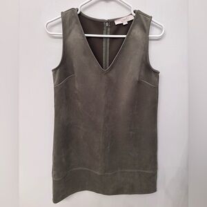 LOFT Olive Green Sleeveless Faux Suede Dress